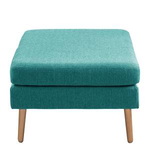 Ecksofa Croom Webstoff Polia: Petrol - Longchair davorstehend links - Mit Hocker