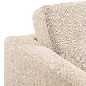 Wohnlandschaft Croom Webstoff Creme - Longchair davorstehend links / Ottomane rechts - Mit Hocker