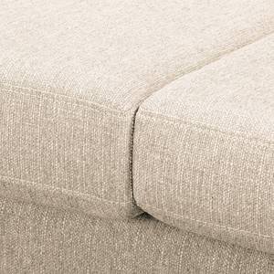 Wohnlandschaft Croom Webstoff Creme - Longchair davorstehend links / Ottomane rechts - Mit Hocker