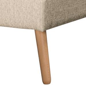 Wohnlandschaft Croom Webstoff Creme - Longchair davorstehend links / Ottomane rechts - Mit Hocker