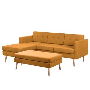 Ecksofa Croom Webstoff Polia: Bisquit - Longchair davorstehend links - Mit Hocker