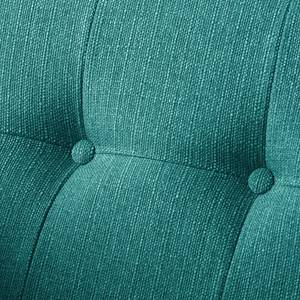 Ecksofa Croom Webstoff - Webstoff Polia: Petrol - Longchair davorstehend rechts - Mit Hocker