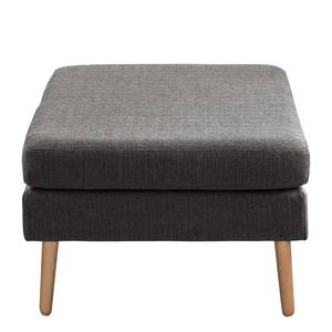 Ecksofa Croom Webstoff Polia: Dunkelgrau - Longchair davorstehend links - Mit Hocker