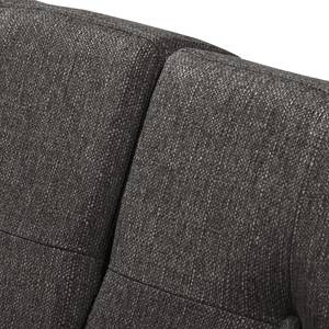 Ecksofa Croom Webstoff Polia: Dunkelgrau - Longchair davorstehend links - Mit Hocker