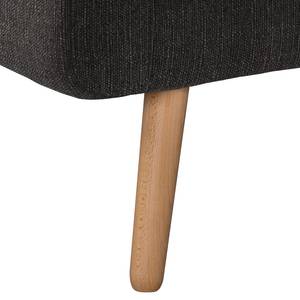 Ecksofa Croom Webstoff - Webstoff Polia: Dunkelgrau - Longchair davorstehend links - Mit Hocker