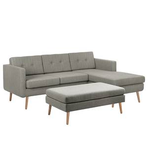 Ecksofa Croom Webstoff Polia: Fango - Longchair davorstehend rechts - Mit Hocker