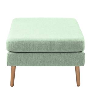 Ecksofa Croom Webstoff Polia: Mintgrau - Longchair davorstehend rechts - Mit Hocker