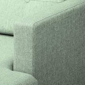 Ecksofa Croom Webstoff Polia: Mintgrau - Longchair davorstehend rechts - Mit Hocker