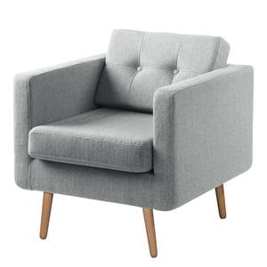 Fauteuil Croom geweven stof - Geweven stof Polia: Platinakleurig - Met hocker