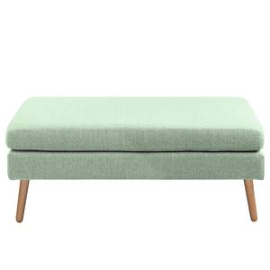 Ecksofa Croom Webstoff Polia: Mintgrau - Longchair davorstehend links - Mit Hocker