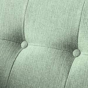 Ecksofa Croom Webstoff Polia: Mintgrau - Longchair davorstehend links - Mit Hocker