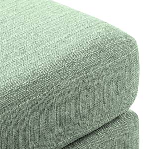 Ecksofa Croom Webstoff Polia: Mintgrau - Longchair davorstehend links - Mit Hocker