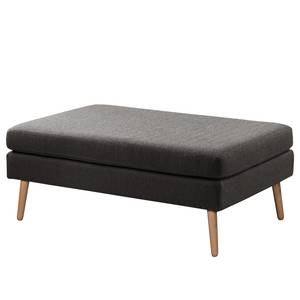 Ecksofa Croom Webstoff Polia: Dunkelgrau - Longchair davorstehend rechts - Mit Hocker