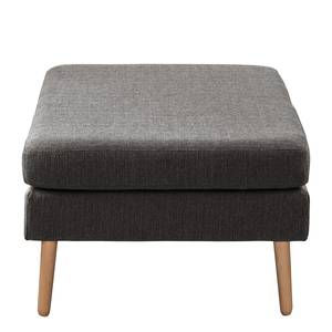 Ecksofa Croom Webstoff - Webstoff Polia: Dunkelgrau - Longchair davorstehend rechts - Mit Hocker