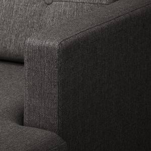 Ecksofa Croom Webstoff - Webstoff Polia: Dunkelgrau - Longchair davorstehend rechts - Mit Hocker