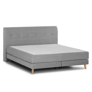 Boxspring Mälby geweven stof - Lichtgrijs - 200 x 200cm