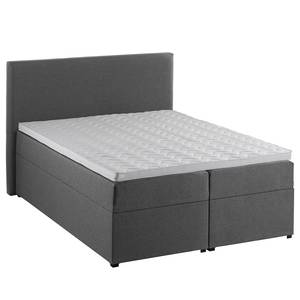 Gestoffeerd bed KiYDOO II inclusief opbergruimte - geweven stof - grijs - 140 x 200cm