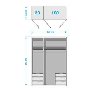 Armoire à portes battantes level 36A Imitation chêne parqueté - 150 x 216 cm - Sans portes miroir