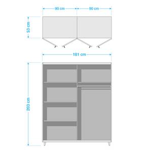 Armoire à portes battantes Falun Blanc alpin / Frêne de Coimbra - Largeur : 181 cm