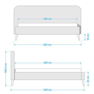 Letto imbottito Klink V Microfibra - Menta / Sabbia - 180 x 200cm - 180 x 200cm