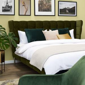 Gestoffeerd bed Neo fluweel Antiek groen - 140 x 200cm