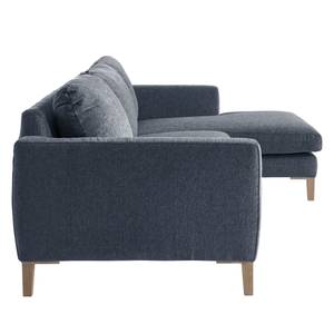 Ecksofa Berilo I Strukturstoff - Graublau - Longchair davorstehend rechts