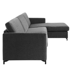 Ecksofa Cipo I Strukturstoff - Schwarz meliert - Longchair davorstehend rechts