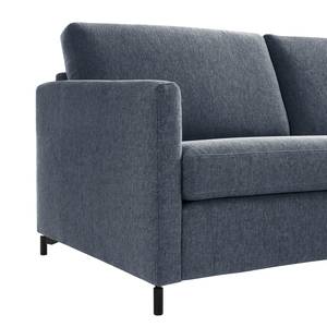 Ecksofa Cipo I Strukturstoff - Graublau - Longchair davorstehend rechts