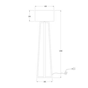 Stehleuchte Kabu Baumwollstoff / Birke massiv - Weiß / Braun