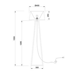 Staande lamp Lowa katoen/massief grenenhout - wit/bruin