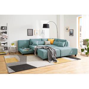 Ecksofa Apex Webstoff - Babyblau - Ottomane davorstehend rechts