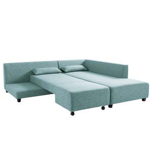 Ecksofa Apex Webstoff - Babyblau - Ottomane davorstehend rechts