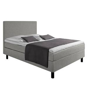 Boxspringbett Joiselle inkl. Matratze & Topper - Webstoff - Grau / Schwarz - Grau - 140 x 200cm