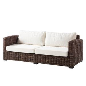 Sitzgruppe Jimma (4-teilig) Baumwollstoff / Polyrattan - Beige / Braun