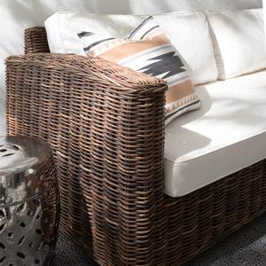 Sitzgruppe Jimma (4-teilig) Baumwollstoff / Polyrattan - Beige / Braun