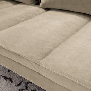 Ecksofa MADISON mit Ottomane Samt - Samt Shyla: Beige - Breite: 319 cm - Ottomane davorstehend rechts