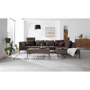 Ecksofa MADISON mit Ottomane Samt - Samt Shyla: Taupe - Breite: 319 cm - Ottomane davorstehend rechts