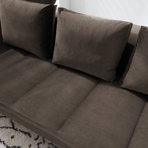 Ecksofa MADISON mit Ottomane Samt - Samt Shyla: Taupe - Breite: 319 cm - Ottomane davorstehend rechts