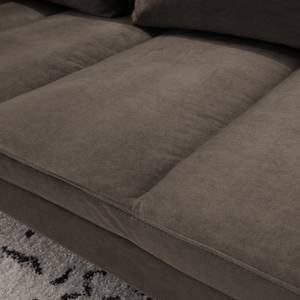 Ecksofa MADISON mit Ottomane Samt - Samt Shyla: Taupe - Breite: 319 cm - Ottomane davorstehend rechts