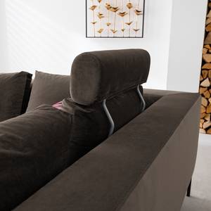 Ecksofa MADISON mit Ottomane Samt - Samt Shyla: Taupe - Breite: 319 cm - Ottomane davorstehend rechts