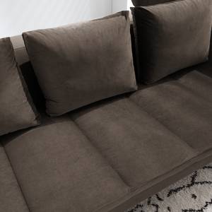 Ecksofa MADISON mit Ottomane Samt - Samt Shyla: Taupe - Breite: 319 cm - Ottomane davorstehend links