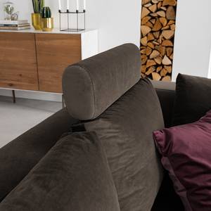 Ecksofa MADISON mit Ottomane Samt - Samt Shyla: Taupe - Breite: 319 cm - Ottomane davorstehend links