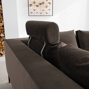 Ecksofa MADISON mit Ottomane Samt - Samt Shyla: Taupe - Breite: 319 cm - Ottomane davorstehend links