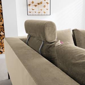 Ecksofa MADISON mit Ottomane Samt - Samt Shyla: Beige - Breite: 319 cm - Ottomane davorstehend links