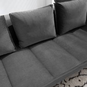 Ecksofa MADISON mit Ottomane Samt - Samt Shyla: Grau - Breite: 319 cm - Ottomane davorstehend links