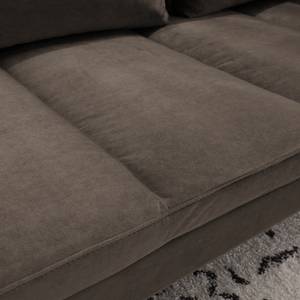 Ecksofa MADISON mit Ottomane Samt - Samt Shyla: Taupe - Breite: 255 cm - Ottomane davorstehend links