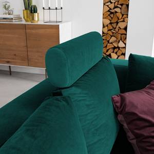 Ecksofa MADISON mit Ottomane Samt Shyla: Petrol - Longchair davorstehend links