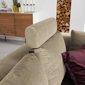 Ecksofa MADISON mit Ottomane Samt - Samt Shyla: Beige - Breite: 255 cm - Ottomane davorstehend links