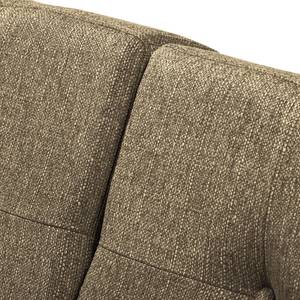 Ecksofa Croom Webstoff - Webstoff Polia: Havanna - Longchair davorstehend links - Mit Hocker