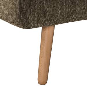 Ecksofa Croom Webstoff - Webstoff Polia: Havanna - Longchair davorstehend links - Mit Hocker